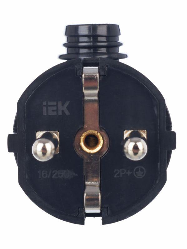  Вилка угловая ВПу11-02-Ст разборная с заземл. 16А черн. IEK EVP11-16-01-K02 фото в каталоге от BTSprom.by