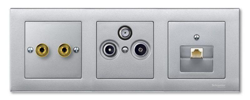  Плата Merten центральная TV/FM х2 х3 алюм. SchE MTN297560 фото в каталоге от BTSprom.by