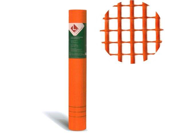 стеклосетка штукатурная 5х5, 1мх50м, 1300н, оранжевая, diy (разрывная нагрузка 1300н/м2) (lihtar) от BTSprom.by
