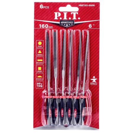 набор надфилей №3 200/100мм перекрестная насечка двухкомпонентн. рукоятка (6 предметов) p.i.t. hset03-0006 от BTSprom.by