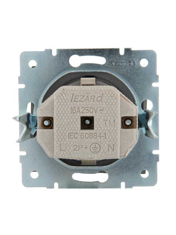  Розетка 1-м Rain с заземл. с крышкой керамика механизм матов. черн. графит LEZARD 703-4188-123 фото в каталоге от BTSprom.by