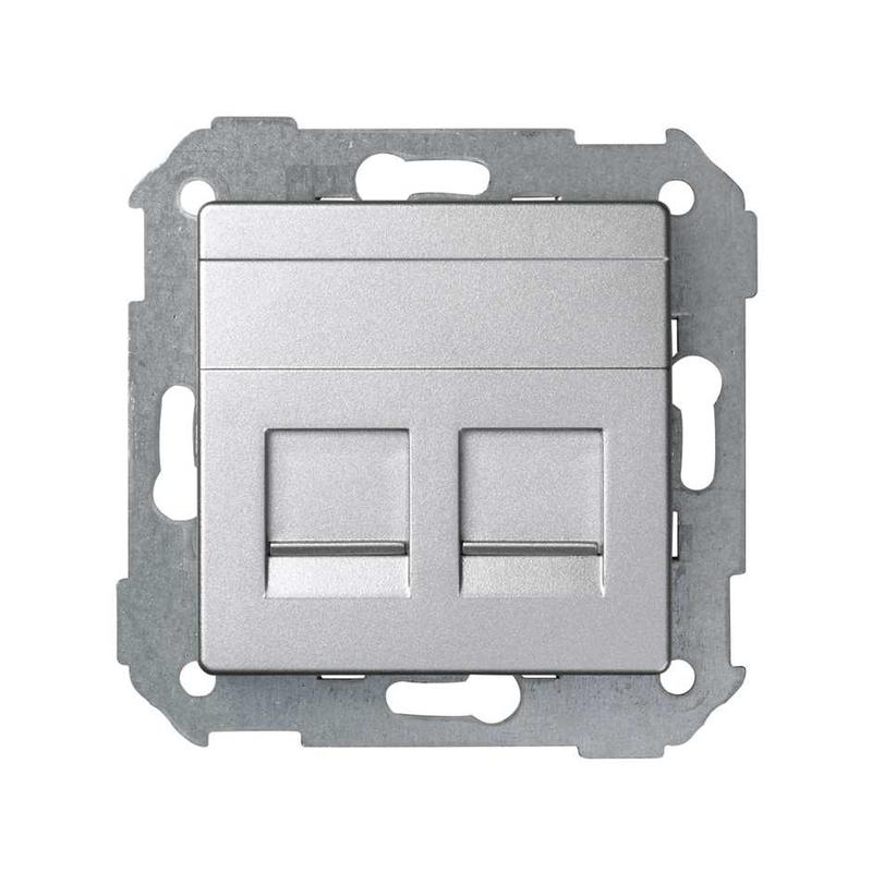 адаптер на 2 rj45 коннектора simon82 защ. шторки матов. алюм. simon 82006-93 от BTSprom.by
