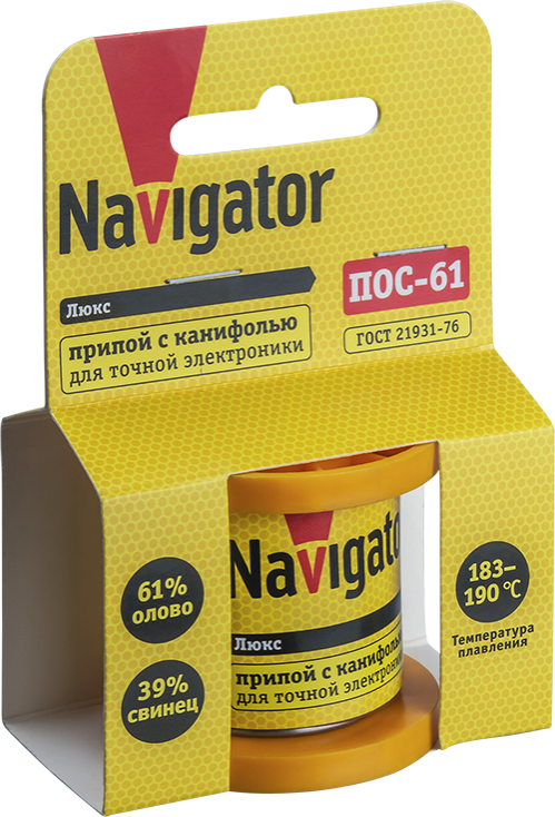  Припой 93 077 NEM-Pos02-61K-1.5-K50 (ПОС-61; катушка; 1.5мм; 50 г) Navigator 93077 фото в каталоге от BTSprom.by