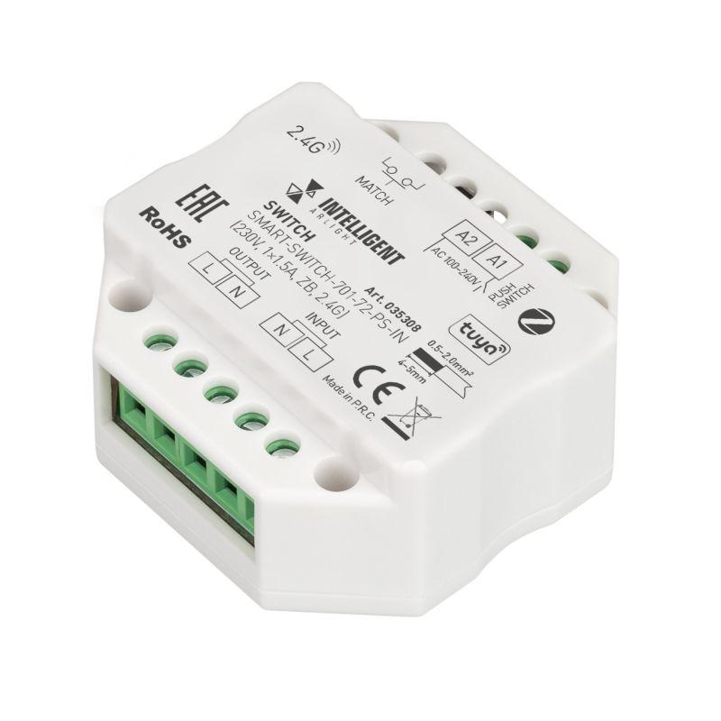 модуль релейный smart-switch-701-72-ps-in 230в 1х1.5а zb 2.4g пластик intelligent arlight 035308 от BTSprom.by
