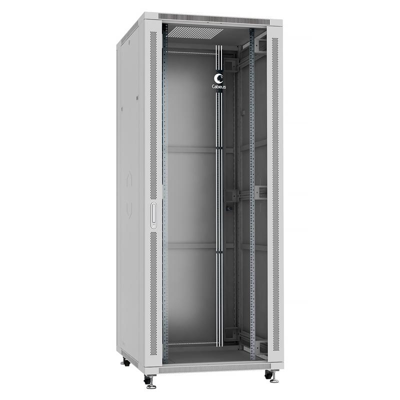 шкаф монтажный телекоммуникационный напольный sh-05c-42u80/100 19дюйм 42u 800х1000х2055мм для распределит. и серверн. оборудования передн. стеклян. и задн. сплошн. метал. двери ручка с замком сер. cabeus 7159c от BTSprom.by