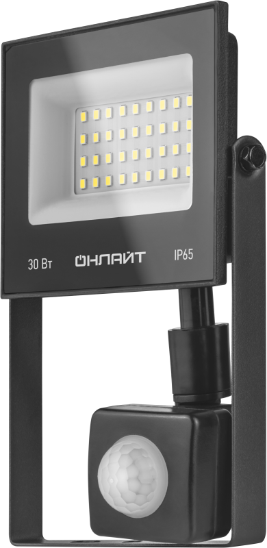 прожектор светодиодный 90 686 ofl-02-30-6.5k-bl-ip65-led 30вт 6500к ip65 2400лм черн. с датчиком движения онлайт 90686 от BTSprom.by