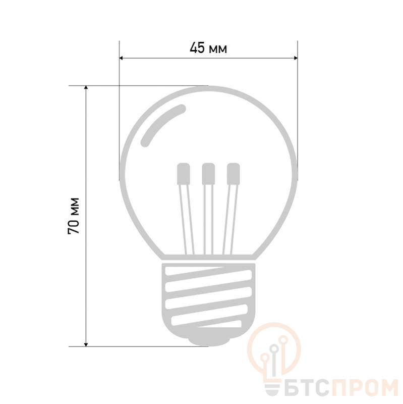  Лампа светодиодная 1Вт шар d45 6LED прозрачная син. E27 эффект лампы накаливания Neon-Night 405-123 фото в каталоге от BTSprom.by