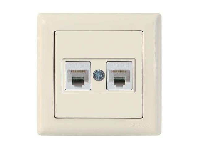 розетка компьютерная 2xrj45 (cat6, скрытая) кремовая, daria, mutlusan ((2xrj 45) 8-pin, соединения типа 568a или 568b) от BTSprom.by