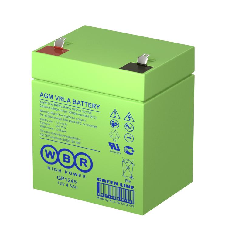 аккумулятор 12в 4.5а.ч wbr gp1245 wbr от BTSprom.by