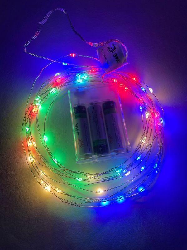 гирлянда светодиодная "нить" 5м 50led ip20 мультиколор аа эра б0047959 от BTSprom.by