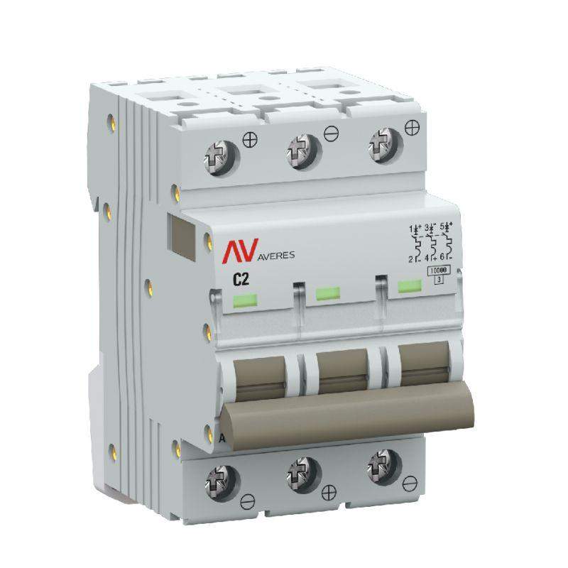 выключатель автоматический 3п c 2а 10ка av-10 dc averes ekf mcb10-dc-3-02c-av от BTSprom.by