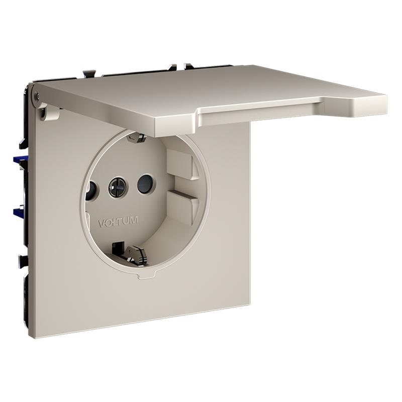  Розетка 1-м СП S70 16А с заземл. защ. шторки + крышка механизм кашемир Voltum VLS040303 фото в каталоге от BTSprom.by
