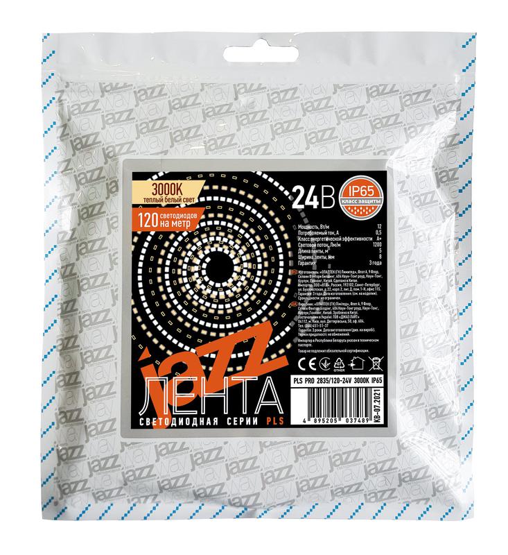 лента светодиодная pls pro 2835/120-24в 3000к ip65 (уп.5м) pro jazzway 5037489 от BTSprom.by