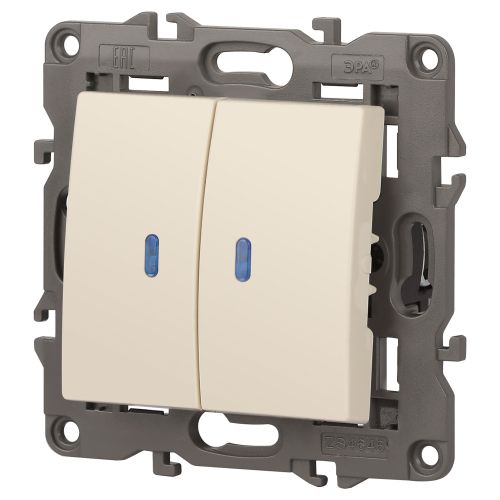  Выключатель 2-кл. СП Elegance 14-1105-02 10А IP20 250В 10AX с подсветкой механизм сл. кость Эра Б0034238 фото в каталоге от BTSprom.by