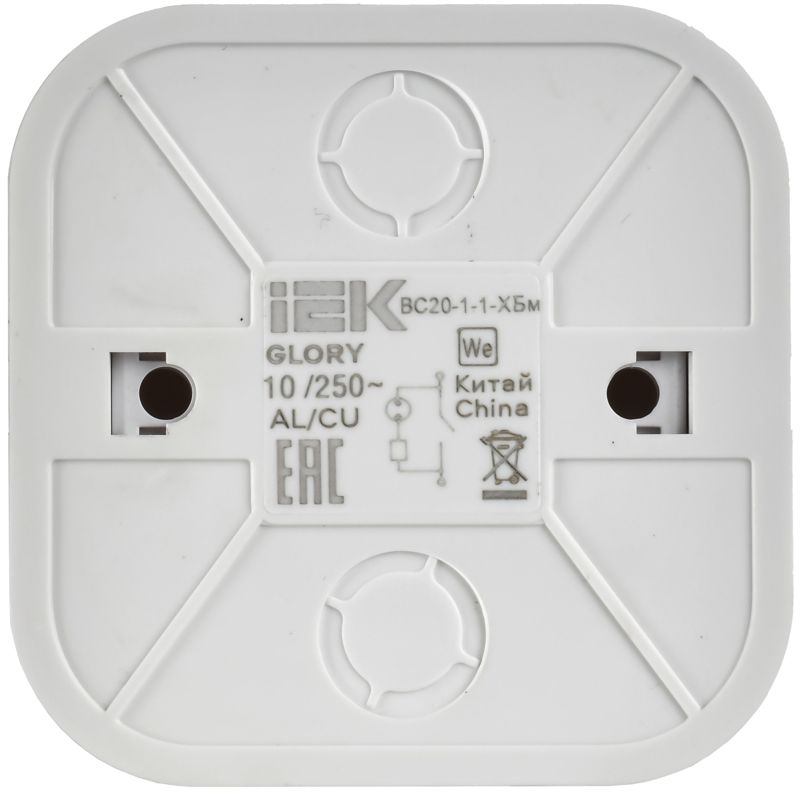  Выключатель 1-кл. ОП GLORY ВС20-1-1-ХБм 10А с индикацией бел. матов. IEK EVH11-K01M-10 фото в каталоге от BTSprom.by