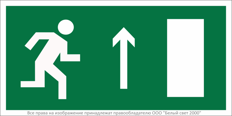 знак безопасности bl-2915b.е11 "напр. к эвакуационному выходу прямо (прав.)" белый свет a16650 от BTSprom.by