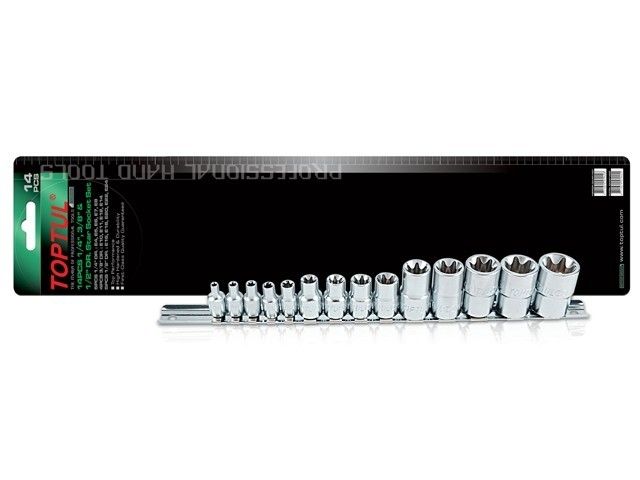 набор головок 1/4", 3/8", 1/2" "звездочка" e4-e24мм 14предм. на подвесе toptul gaar1402 от BTSprom.by