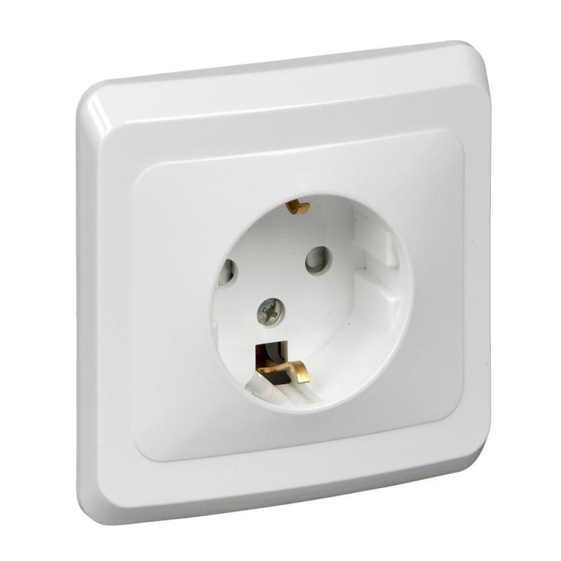 розетка 1-м сп этюд 16а ip20 250в с заземл. защ. шторки бел. se pc16-004b от BTSprom.by