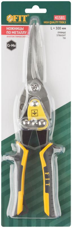  Ножницы по металлу усиленные CrMo профи прорезиненные ручки удлиненные прямые 300мм FIT 41581 фото в каталоге от BTSprom.by