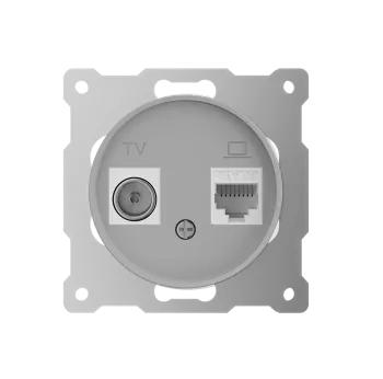 розетка компьютерная + телевизионная 2-м сп florence rj45 + tv кат.5e механизм сер. (1e20811302) onekeyelectro 7700246 от BTSprom.by