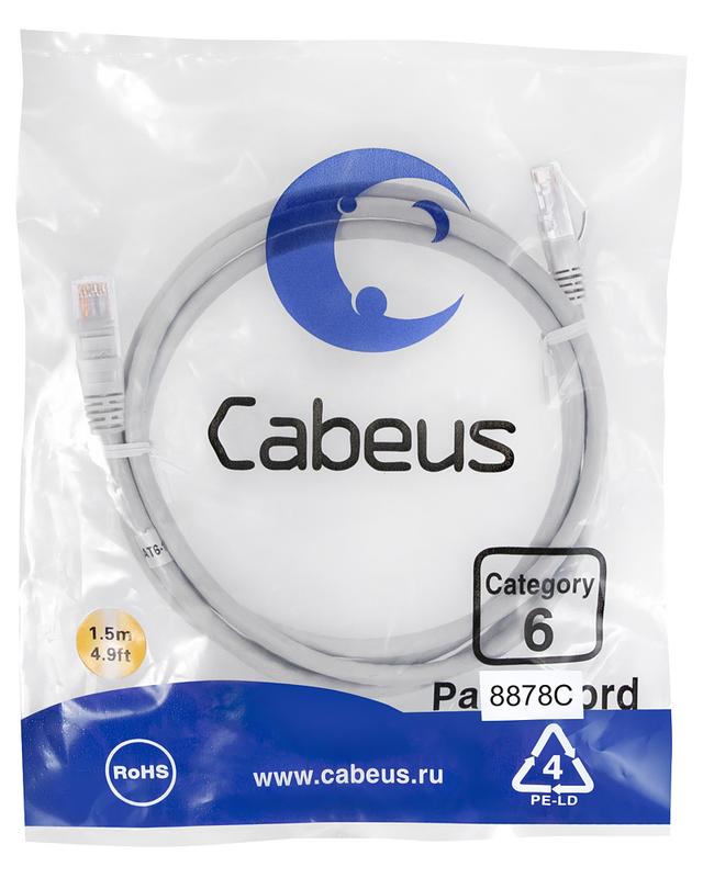 патч-корд u/utp кат.6 pc-utp-rj45-cat.6-1.5m-lszh 2xrj45/8p8c неэкранир. lszh 1.5м сер. cabeus 8878c от BTSprom.by