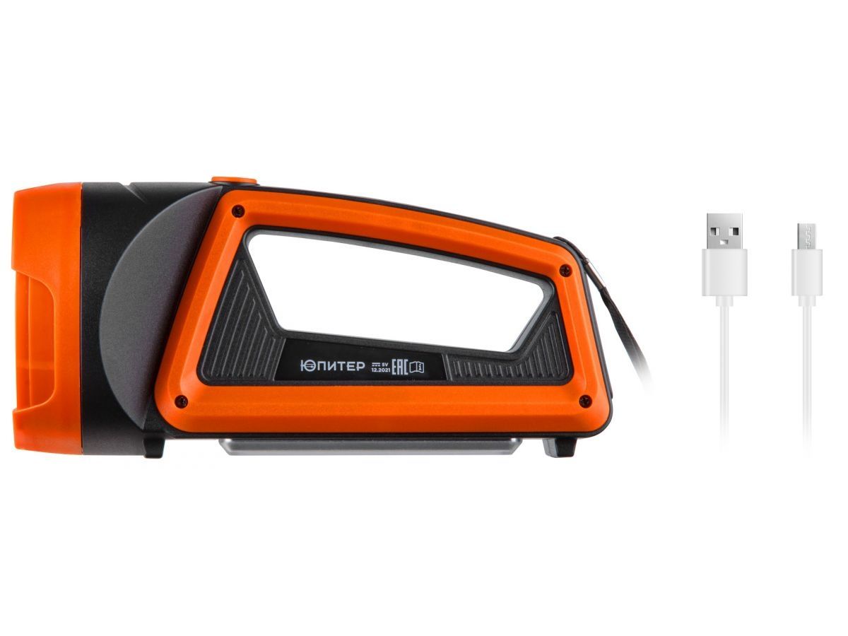  Фонарь светодиодный аккум. 5Вт+5Вт (оранж.) ЮПИТЕР (USB A - micro-USB кабель в комплекте) JP1054 фото в каталоге от BTSprom.by
