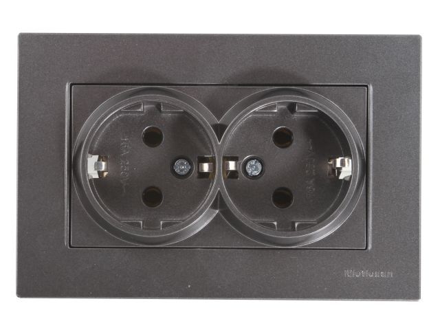 розетка 2-ая (скрытая,с/з) дымчатая, rita, mutlusan (16 a, 250 v, ip 20) 2220 202 0295 от BTSprom.by