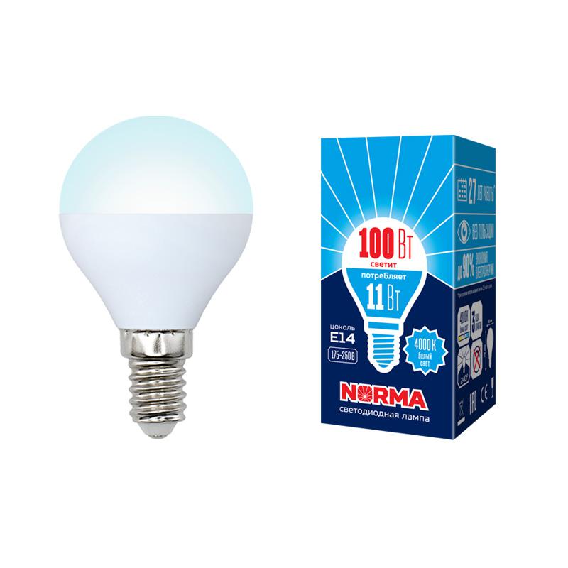 лампа светодиодная led-g45-11w/nw/e14/fr/nr norma 11вт матовая e14 (упак. картон) volpe ul-00003831 от BTSprom.by