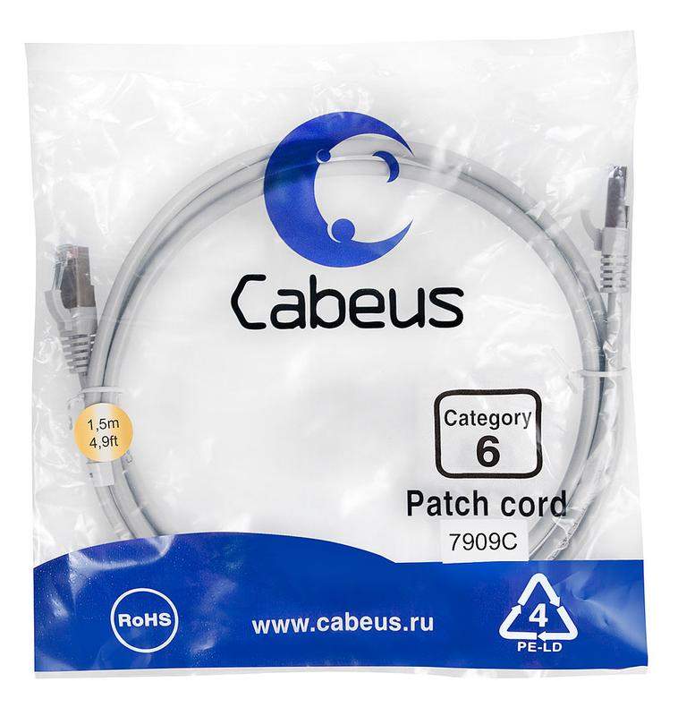 патч-корд f/utp кат.6 pc-ftp-rj45-cat.6-1.5m-lszh 2xrj45/8p8c экранир. lszh 1.5м сер. cabeus 7909c от BTSprom.by