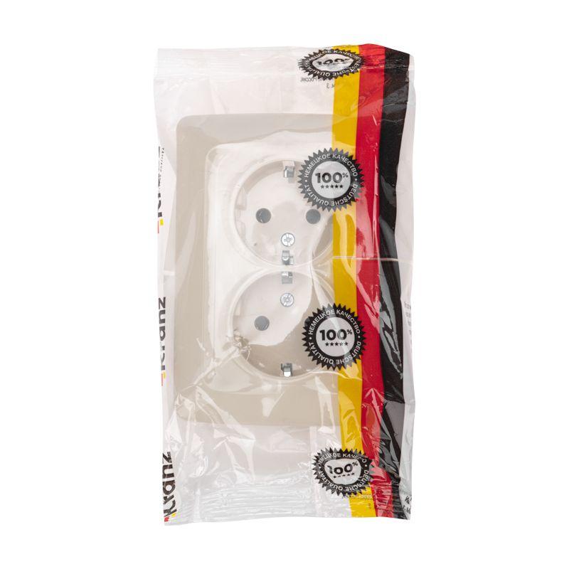  Розетка 2-м СП 16А DEA керамика с заземл. беж. Kranz KR-78-0250 фото в каталоге от BTSprom.by