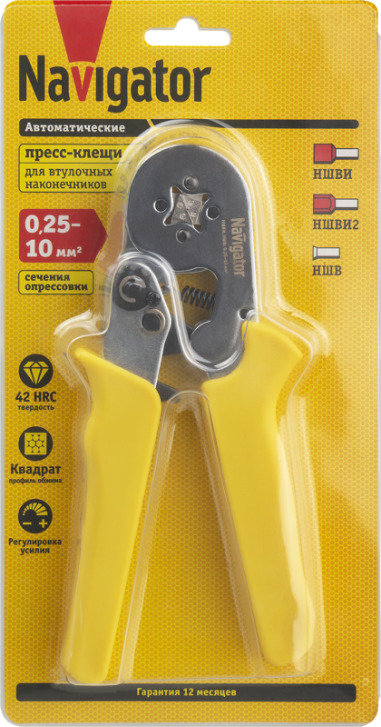  Пресс-клещи 80 365 NHT-Pkv01-D-10 для втулочных 10кв.мм Navigator 80365 фото в каталоге от BTSprom.by