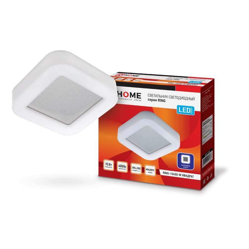 светильник светодиодный ring-1540s-w 15вт 230в 4000к 910лм 190мм ip65 квадрат in home 4690612023267 от BTSprom.by