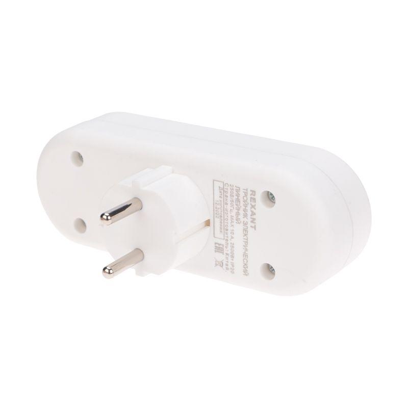  Разветвитель 3-м без заземл. 6-10А линейный бел. Rexant 11-1078 фото в каталоге от BTSprom.by