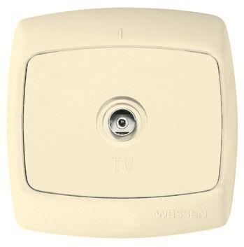  Розетка телевизионная TV СП Рондо сл. кость SchE RAT-1-SI фото в каталоге от BTSprom.by