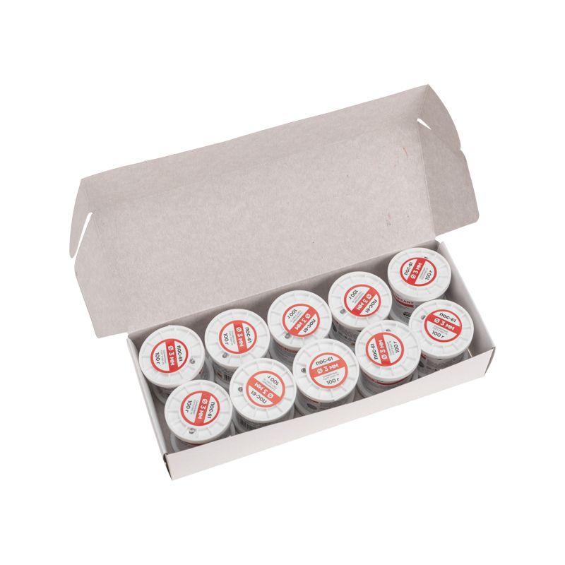  Припой с канифолью ПОС-61 100г d3мм (олово 61% свинец 39%) катушка Rexant 09-3174 фото в каталоге от BTSprom.by