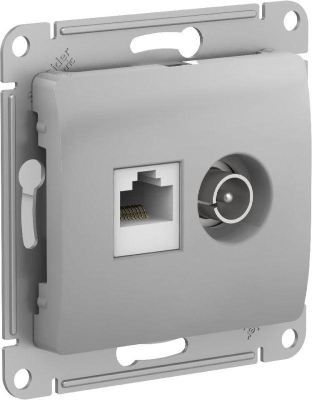 розетка компьютерная + телевизионная 2-м glossa rj45 кат.5e + tv механизм алюм. se gsl000389 от BTSprom.by