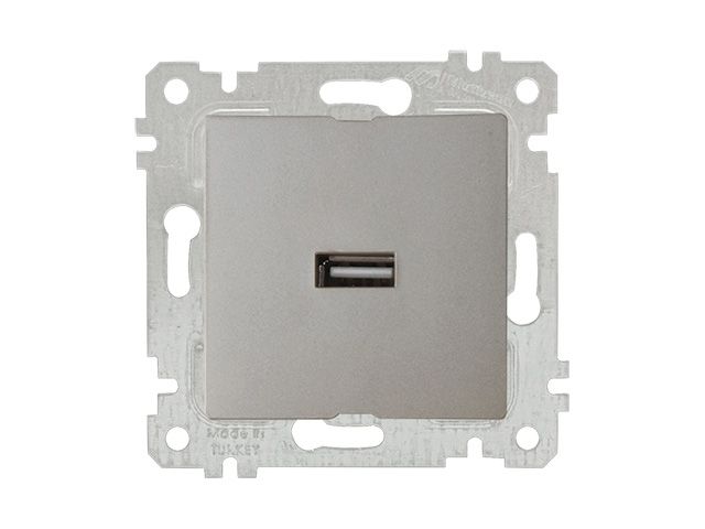 розетка 1-ая usb (скрытая, без рамки) титан, rita, mutlusan (usb-зарядка, 5v-2.1a) 2200 448 0183 от BTSprom.by
