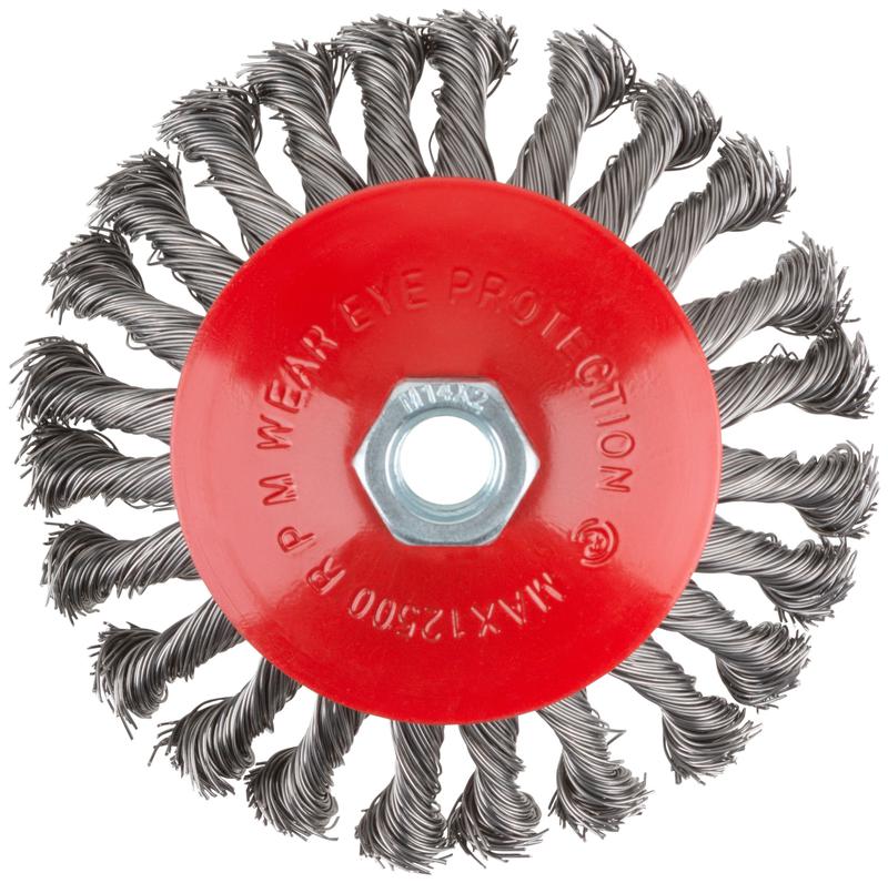  Корщетка-колесо с наклоном гайка М14 стальная витая проволока 125мм КУРС 39035 фото в каталоге от BTSprom.by