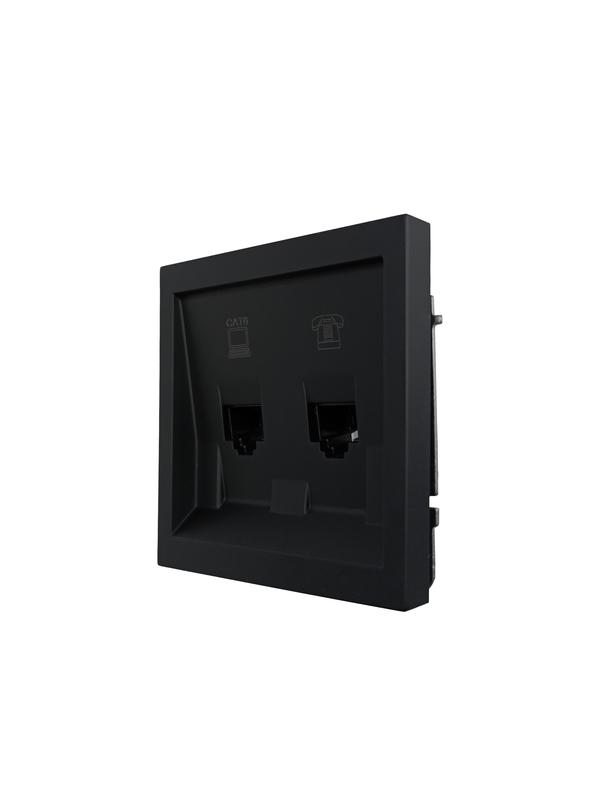  Розетка компьютер+телефон СП ZIMA IP20 с модулем Cat 6 черн. бархат LEZARD 704-4288-144 фото в каталоге от BTSprom.by