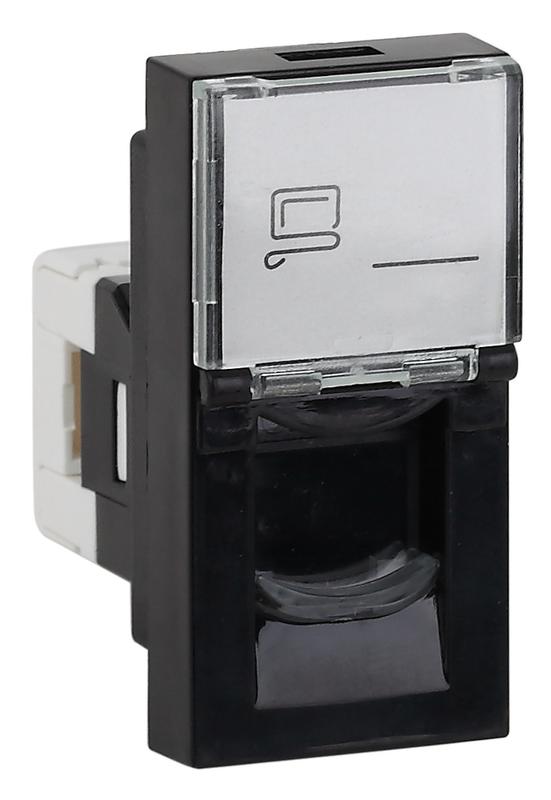 розетка модульная компьютерная rj-45 45х22.5мм черн. ruvinil адл 13-902-ч от BTSprom.by