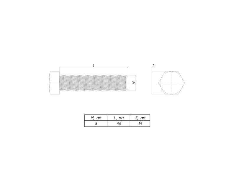 болт с шестигранной головкой м8х30 ekf b6grm8x30 от BTSprom.by