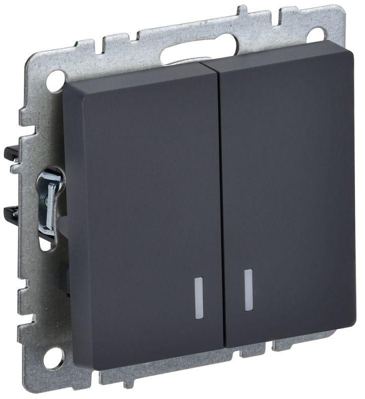 выключатель 2-кл. сп brite вс10-2-1-брг 10а с индик. механизм графит iek br-v20-1-10-k53 от BTSprom.by