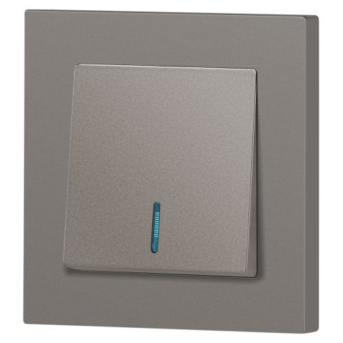  Выключатель 1-кл. СП Accent 6-102-09 10А IP20 250В с подсветкой AL/CU титан Intro Б0063460 фото в каталоге от BTSprom.by