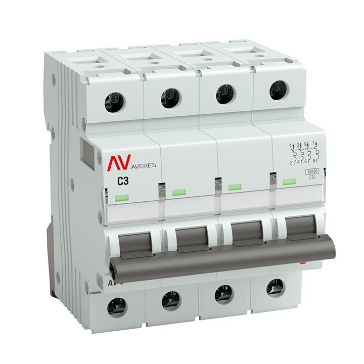 выключатель автоматический модульный 4п c 3а 10ка av-10 averes ekf mcb10-4-03c-av от BTSprom.by