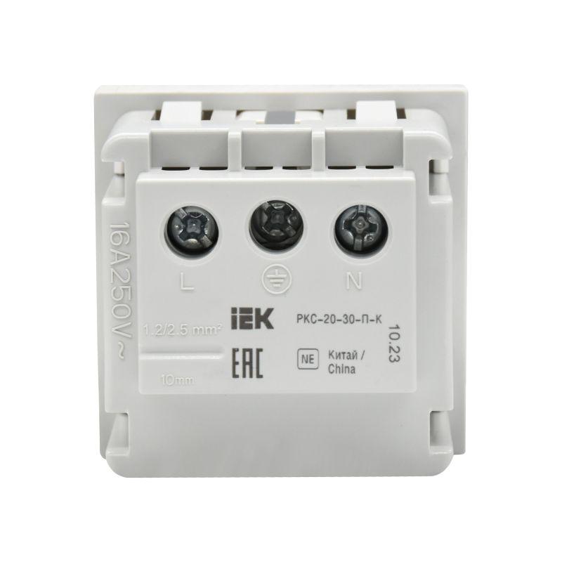  Розетка PRIMER с заземл. защ. шторки винт. зажим РКС-20-30-П-К бел. IEK PR-KK40D-RSZH-2-2-K01 фото в каталоге от BTSprom.by
