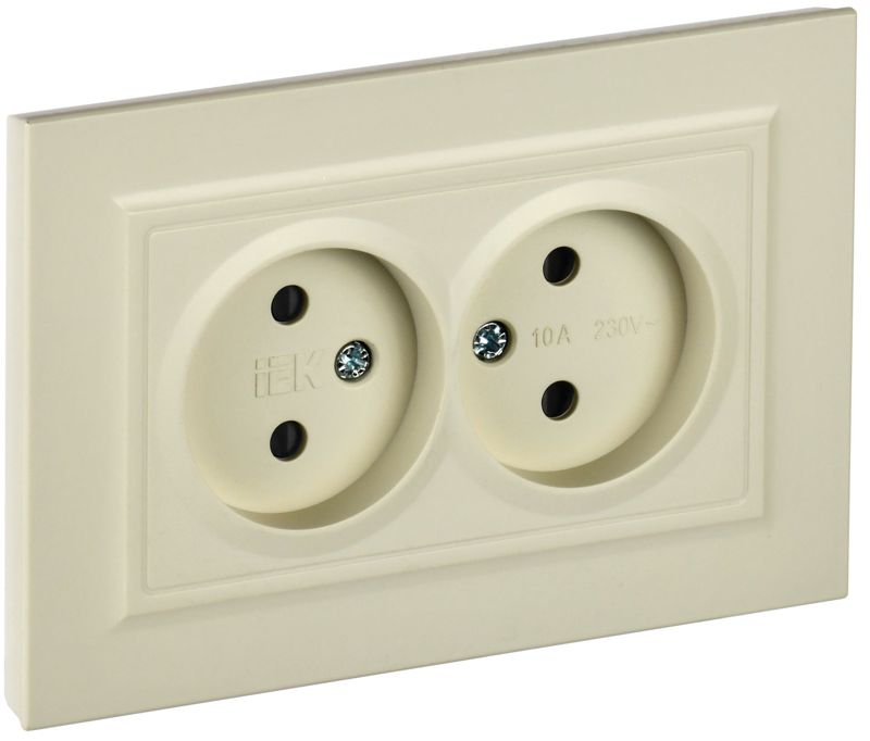 розетка 2-м сп brite рсш12-2-бркр 10а в сборе без заземл. защ. шторки беж. iek br-r23-10-k10-f от BTSprom.by