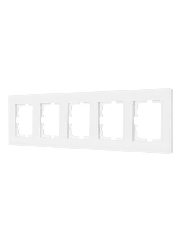 рамка 5-местн. гориз. vesna стекло бел. матов. lezard 742-5380-150 от BTSprom.by