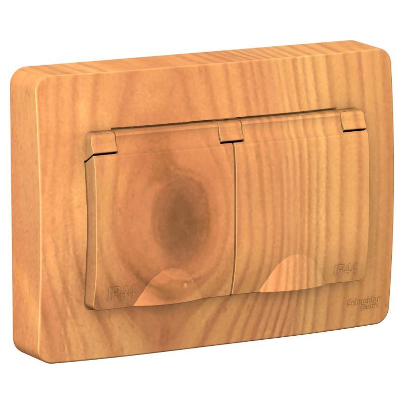 розетка 2-м сп blanca 16а ip44 250в с заземл. защ. шторки с крышкой ясень se blnrs441125 от BTSprom.by