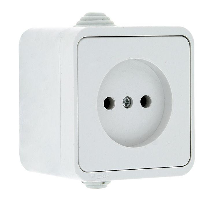 розетка 1-м оп прага 10а ip44 без заземл. бел. ekf ekr10-022-10-44 от BTSprom.by