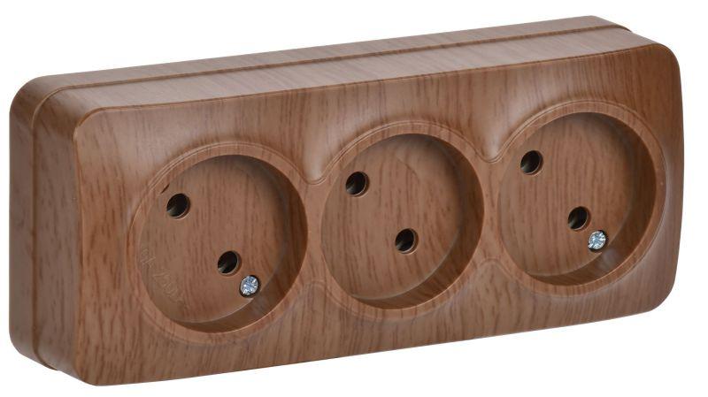 розетка 3-м оп glory рс23-2-хд 10а без заземл. дуб iek erh30-k24-10 от BTSprom.by